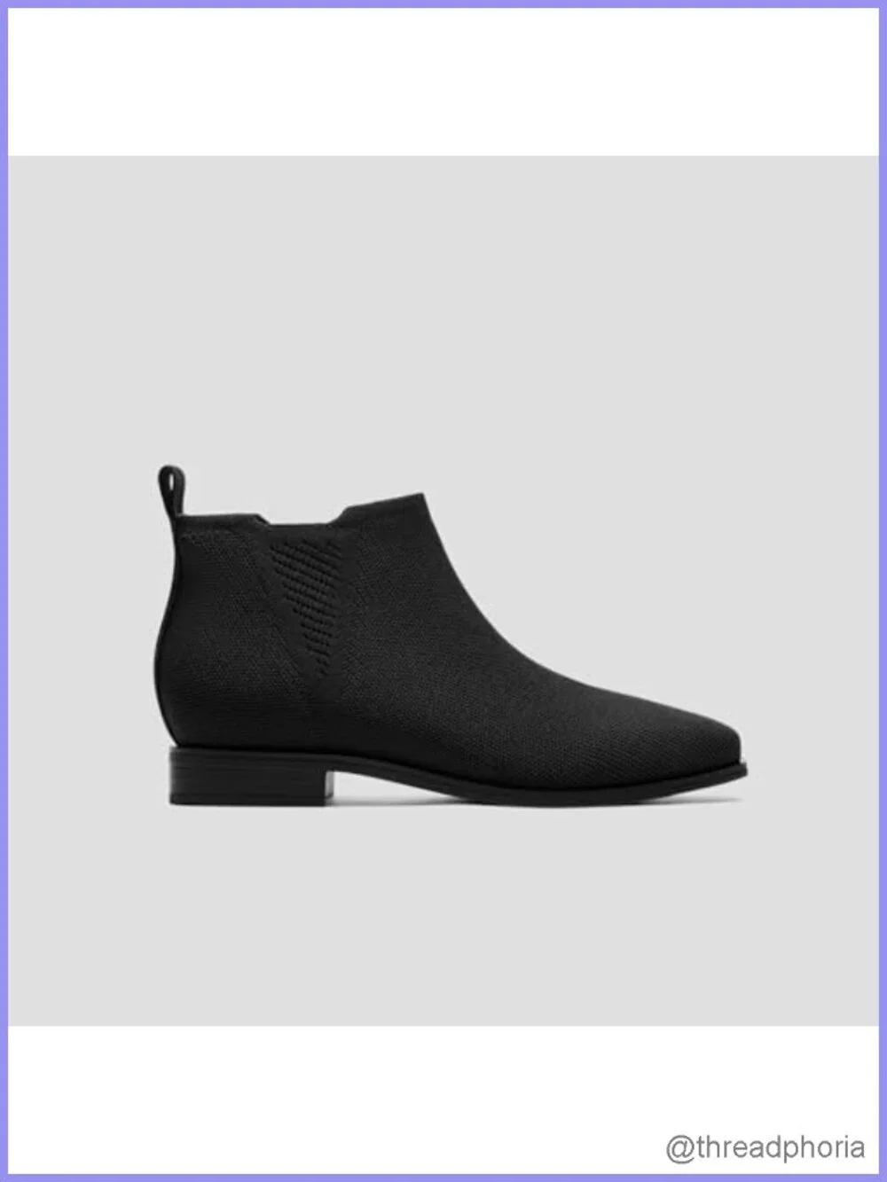 Square Toe Chelsea Ankle Boots Slip-On Water Repellent Knit Low Heel